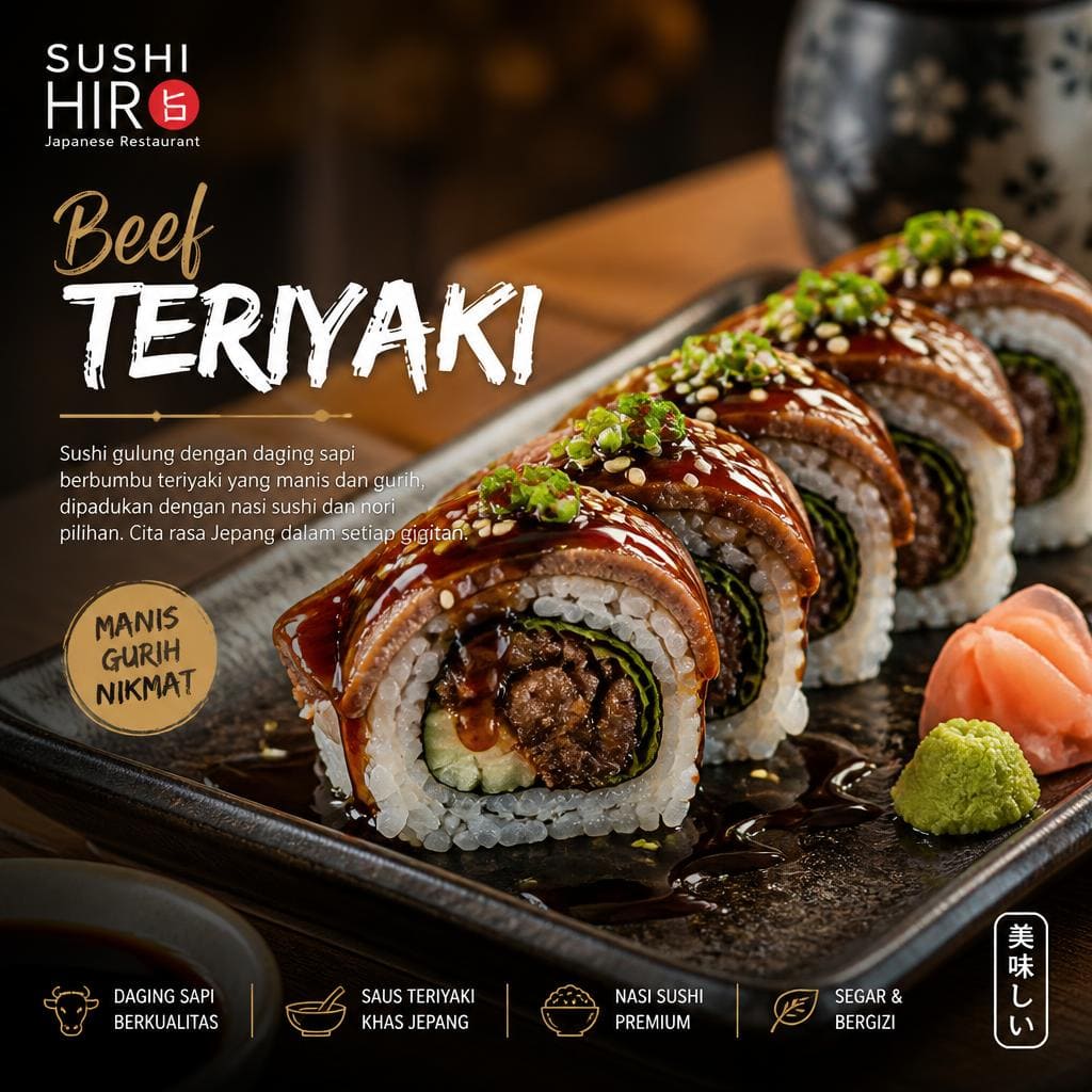 Beef Teriyaki Sushi Hiro menu beef teriyaki